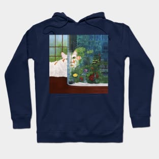 White Cat and Aquarium Hoodie